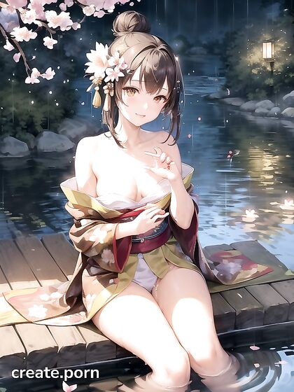 Detailed Human Accuracy – Arms Crossed, Leaning Over to Gaze into the Pond Hentai Images