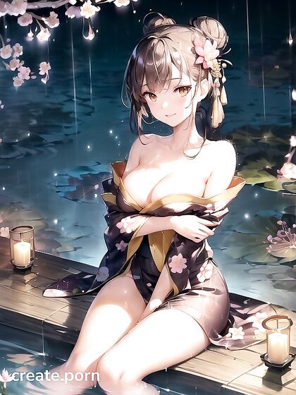 Thick-Haired Beauty Finds Inner Peace at Night in Seductive Hentai Images