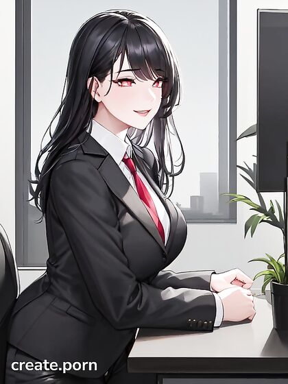 Pale-Skinned Beauty Grins in Seductive Front View Hentai Image
