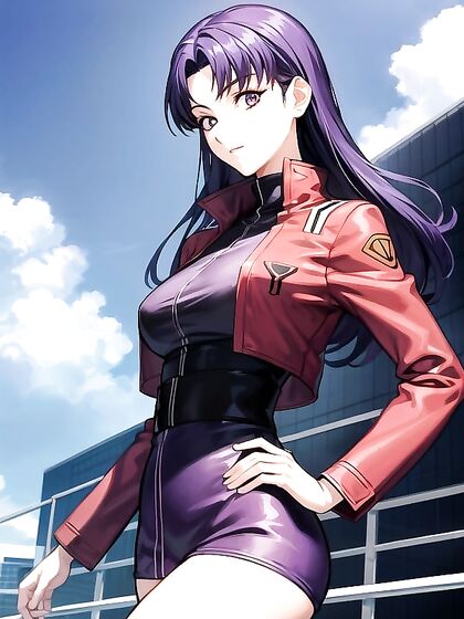 Misato from Evangelion in a Sultry Front View Solo Hentai Image