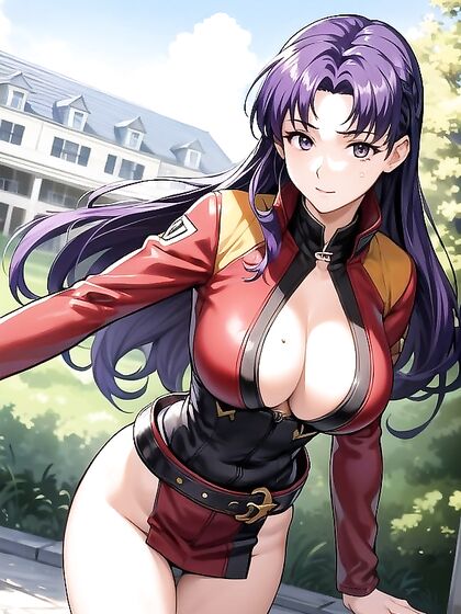 Misato from Evangelion in Seductive Front View Waist Shots for Hentai Pleasure