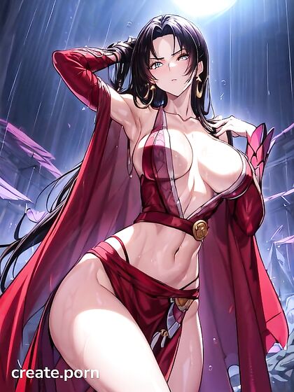 Boa Hancock from One Piece Seduces with Medium Breasts in Thick Line Hentai'Picture