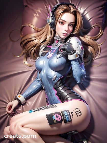 D'va with Long Length and Seductive Brown Eyes in Steamy Hentai Picture