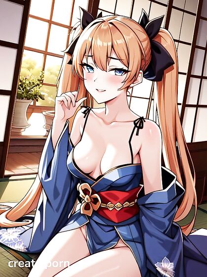 Girl 18+ with Off-Shoulder Top and Parted Lips in Seductive Hentai Images