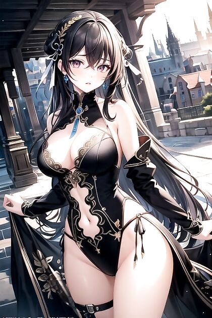 Dominatrix in Fishnets and Skirt Teases You in Seductive Hentai Picture