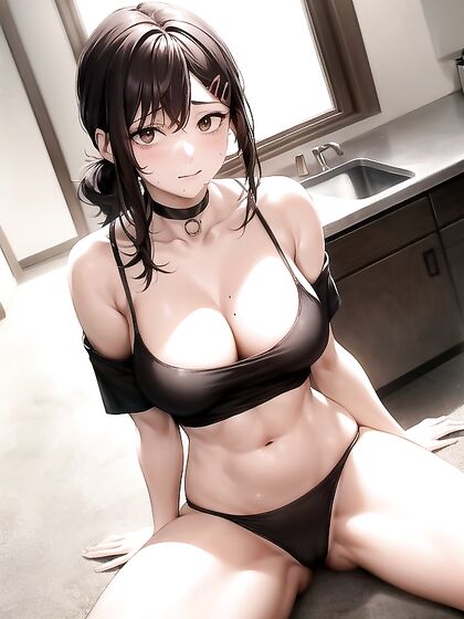 Fit Chick Shows Off Her Rounded Ass in Kitchen Hentai Picture