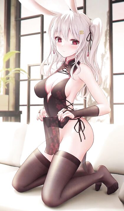 Horny as fucking hell rabbit chick gets her puss on tight leggings - HENTAI XXX PIC