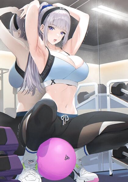 Bustin’ Nutzzz On The Exercise Ball – Hentaied Sweaty AF Workout