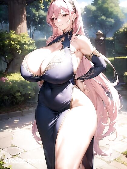 Gigantic Breasted Babe Winks Seductively Before  HentaiBangs