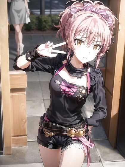 Mika from Idolmaster Explored in Front View Amidst Modern City hentai