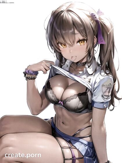 Light Brown Skinned Beauty in Lingerie Lifts Her Shirt for Seductive Hentai Fun