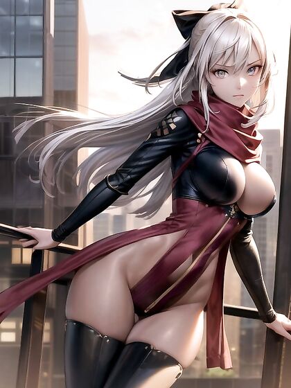 Okita Soji from Fate/Grand Order in Front View Hentai AI Picture