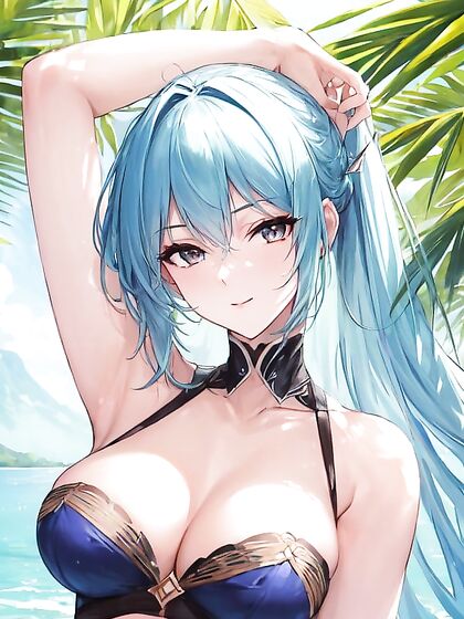 Hatsune Miku Stares Seductively at You by the Lake in Hot Hentai Picture
