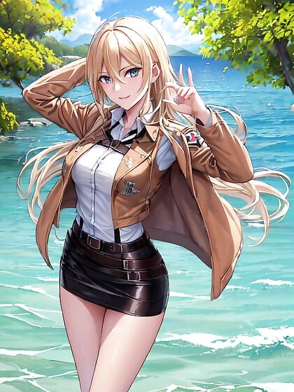 Sharp-Focused Solo Image by the Lake in  Hentai Picture