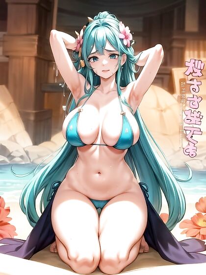Cute Girl 18+ Kneels for  Gang Bang Hentai Picture