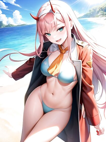 Bikini Babe on the Beach Stares Seductively at You in Steamy Hentai Picture