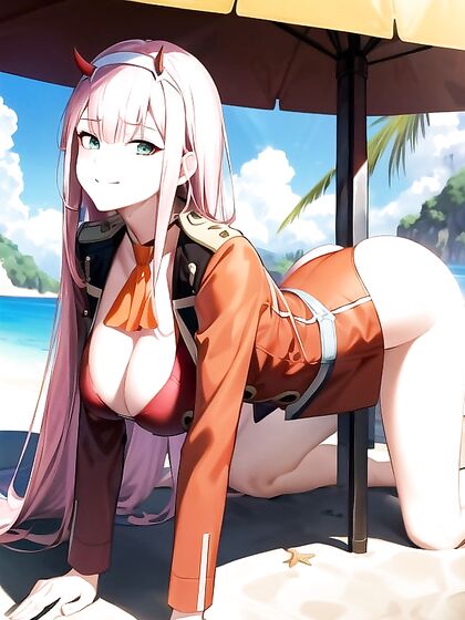 Cute Beach Babe Stares Seductively at You in Steamy Hentai Picture