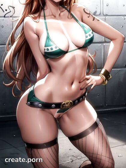 Nami from One Piece Enjoying  Picture with Two Partners in Thick Hentai Images