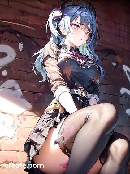 Suisei Hoshimachi's Seductive Hair Bun and Skirt Lifting Hentai Images
