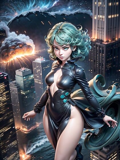 Mouth-Close Picture Amidst Explosions and Tornadoes in  Hentai Images