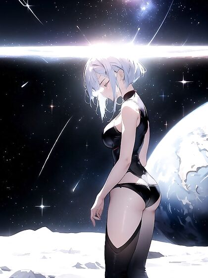 Standing Sad on the Moon – A Heart-Wrenching Hentai Journey with Earth in the Background