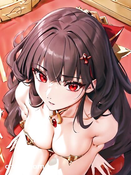 Top-Down Kneeling Picture with Cock-On-Head in  Hentai Images
