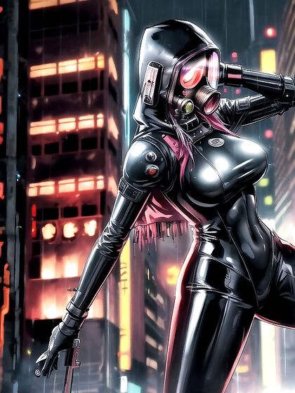 Waist-Up Cyberpunk Thrills with Armored Glove Seduction in hentai AI