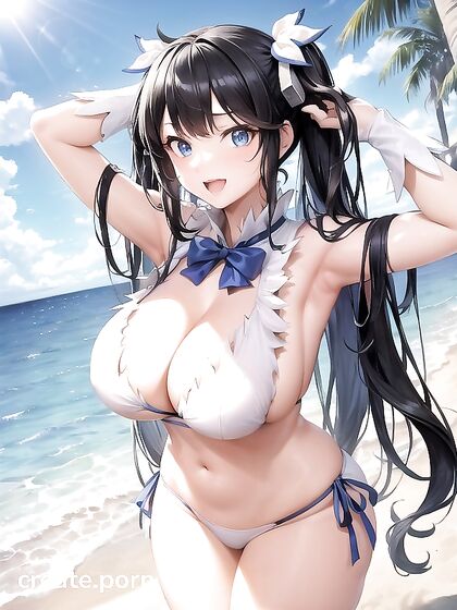 Cute Beach Babe with Massive Breasts in Steamy Hentai Picture