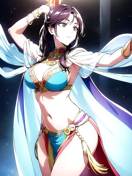 Belly Dancer with Dark Brown Skin in Explicit Hentai Images