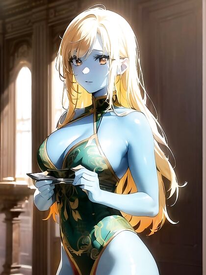 Blonde Babe's Busty Close-Up in Seductive Hentai Picture
