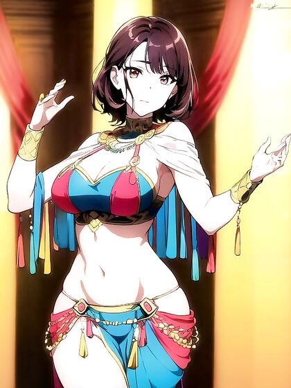 Detailed Screencap of Busty Beauty with Dark Brown Skin in Hentai Picture