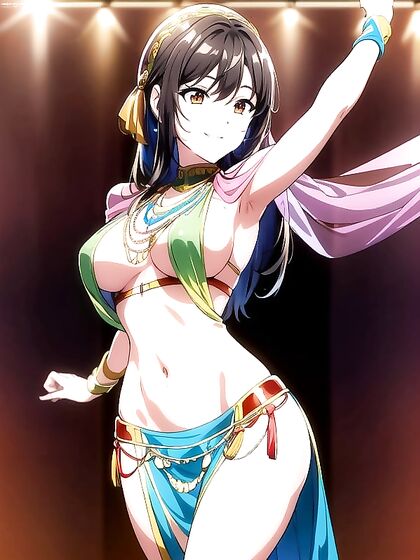 Busty Dancer Performs Seductive Moves in Busty hentai Picture