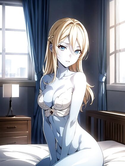 Blue-Skinned Beauty Gets Intimate in Bedroom Screencap Hentai Picture