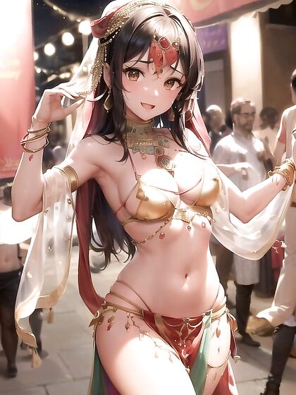 Belly Dancer Shows Off Her Bust at the Carnival in Steaming Hentai Picture