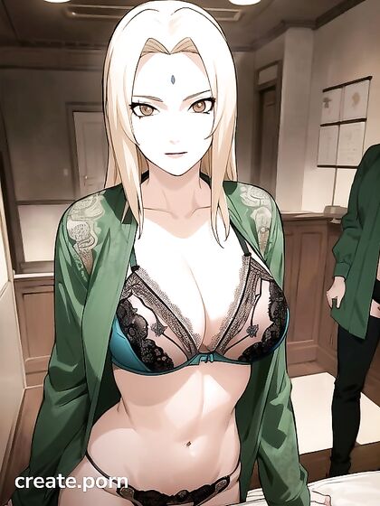 Tsunade from Naruto Seduces in LINGERIE with Large BREASTS Hentai Fun