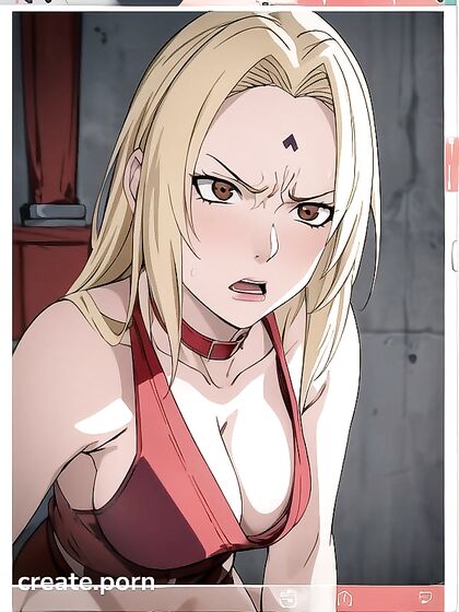 Tsunade from Naruto Wearing Red Panties in Simple Background Hentai Pleasure