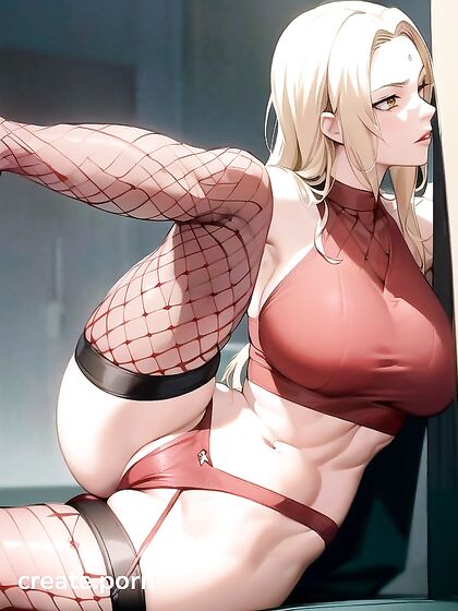 Horny Girl 18+ Shows Off Her CamelToe in Red Panties and Fishnets Hentai Image