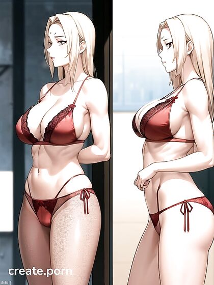 Muscular Guy Stands in Red Lace Panties for Sensual Hentai Picture