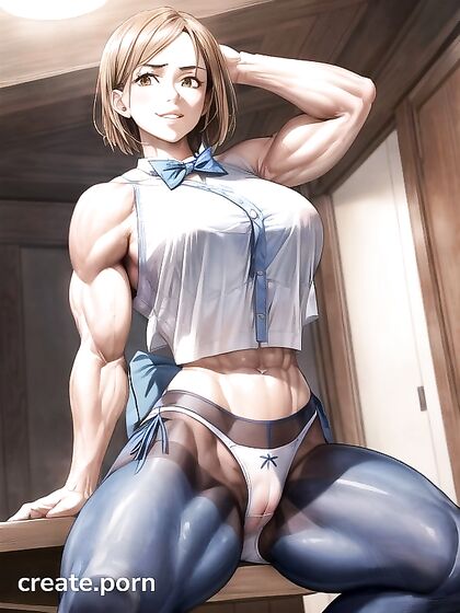 Flexing His Muscles – Abs and Biceps in Picture for Hot Hentai Pleasure