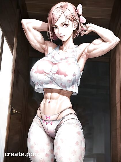 Huge Biceps and Busty Beauty in Solo Hentai Picture