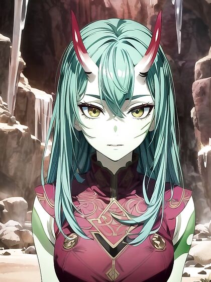 Mind-Bending hentai orgasm with Oni horns in solo screencaps AI porn