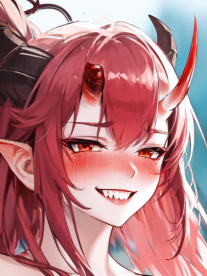 Blushing Devilishly at You in This Seductive Hentai Image