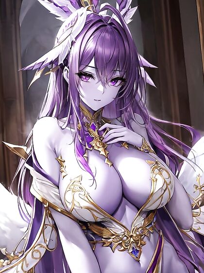 Front View Purple-Skinned Beauty in Ecstatic Hentai Pleasure