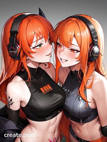 Two Girl 18+s with Perfect Medium Breasts Share  Kisses in Hentai Bliss