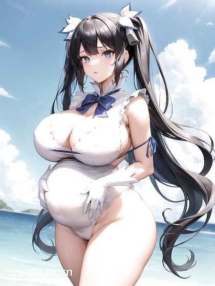 Hyper-Pregnant Babe with Massive Breasts and Huge Ass in Horny Hentai Picture