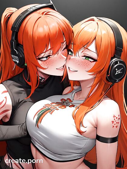 Ginger Beauty Enjoying Intimate Moments with Two Partners in Steamy Hentai Picture