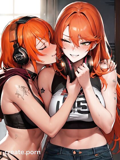 Mischievous Smile and Blush – Two People Enjoy Medium Breasts in Steamy Hentai Picture