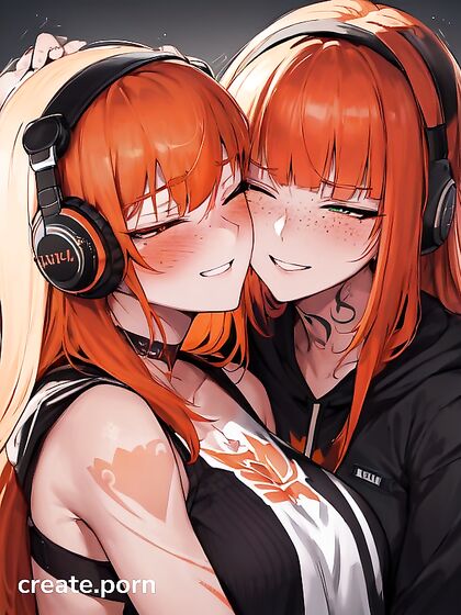 Ginger Wears Headphones for Steamy Two-Person Hentai Picture
