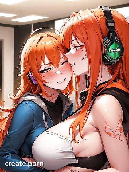 Ginger Girl 18+s with Tattoos Share  Kisses in Steamy Hentai Picture