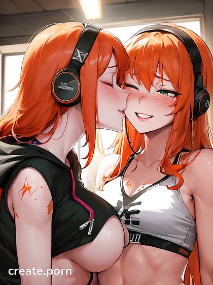 Ginger Girl 18+ in Hoodie Enjoying Straight Hentai Picture